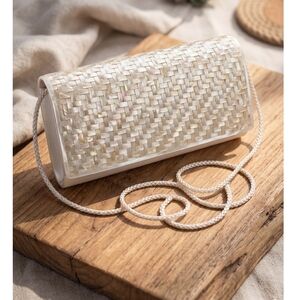 Preston & York Iridescent Pearl Woven Clutch with Braided Strap